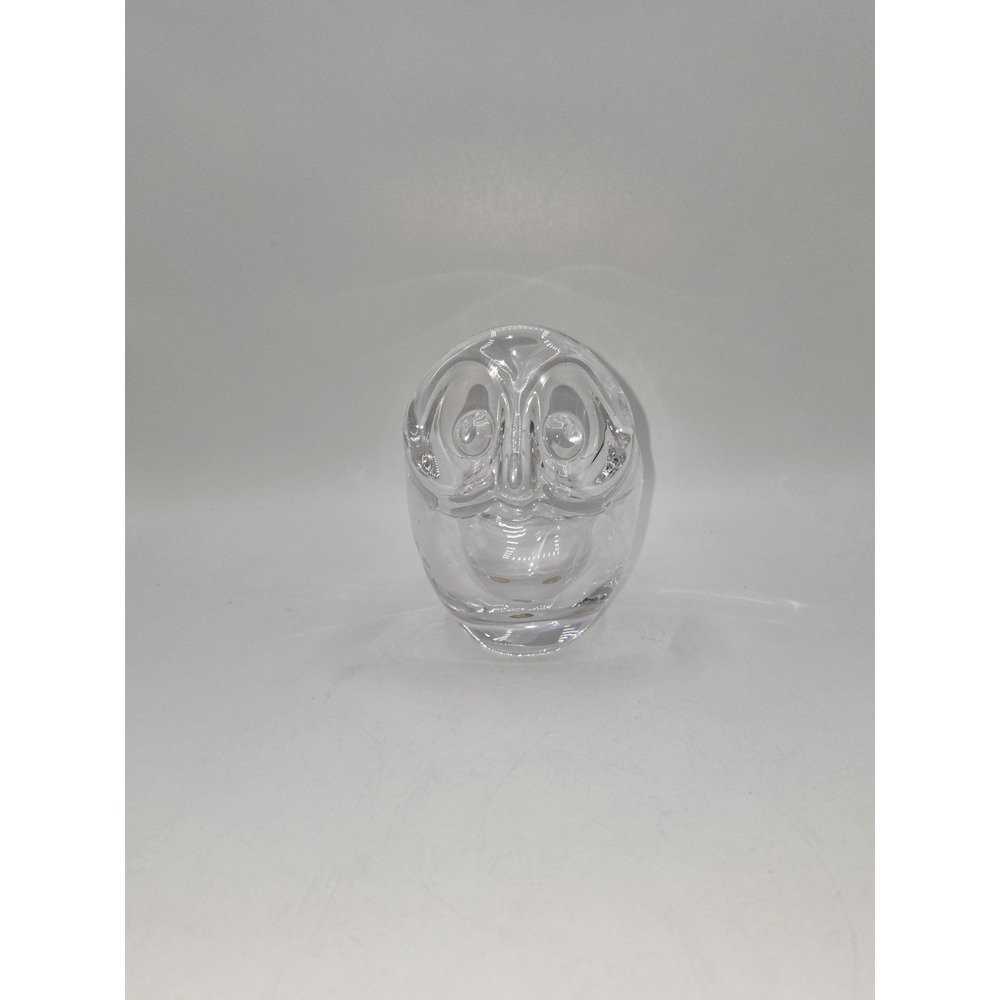 Vannes France Crystal Owl Votive Candle Holder Clear Art Glass